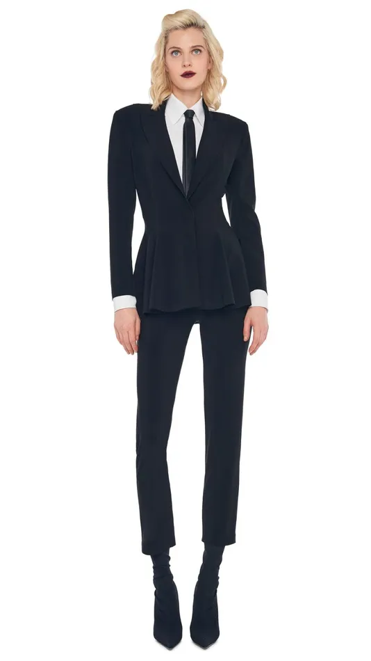 Norma Kamali Wardrobe PENCIL PANT With SINGLE BREASTED PEPLUM JACKET 8211 Clothing Norma Kamali Wardrobe PENCIL PANT With SINGLE BREASTED PEPLUM JACKET 8211 Clothing