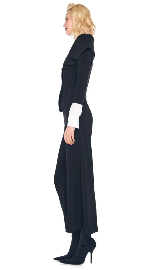 Norma Kamali Wardrobe SHORT STRAIGHT LEG PANT With OFF SHOULDER SINGLE BREASTED JACKET 8211 Clothing Norma Kamali Wardrobe SHORT STRAIGHT LEG PANT With OFF SHOULDER SINGLE BREASTED JACKET 8211 Clothing