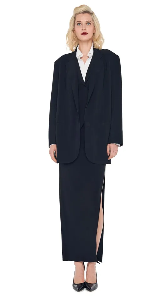 Norma Kamali Wardrobe SIDE SLIT LONG SKIRT With OVERSIZED SINGLE BREASTED JACKET 8211 Clothing