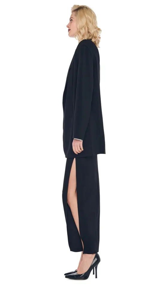 Norma Kamali Wardrobe SIDE SLIT LONG SKIRT With OVERSIZED SINGLE BREASTED JACKET 8211 Clothing Norma Kamali Wardrobe SIDE SLIT LONG SKIRT With OVERSIZED SINGLE BREASTED JACKET 8211 Clothing
