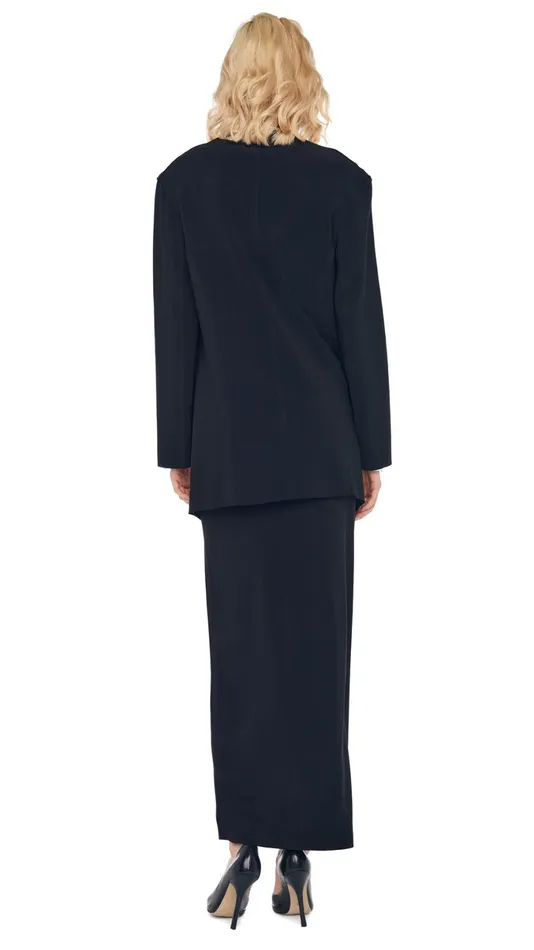 Norma Kamali Wardrobe SIDE SLIT LONG SKIRT With OVERSIZED SINGLE BREASTED JACKET 8211 Clothing Norma Kamali Wardrobe SIDE SLIT LONG SKIRT With OVERSIZED SINGLE BREASTED JACKET 8211 Clothing