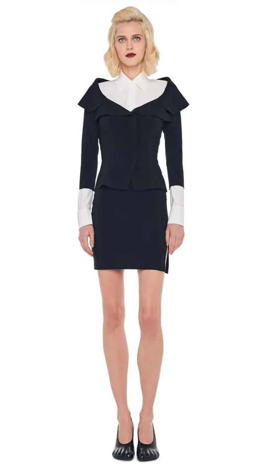 Norma Kamali Wardrobe SIDE SLIT MINI SKIRT With OFF SHOULDER SINGLE BREASTED JACKET 8211 Clothing
