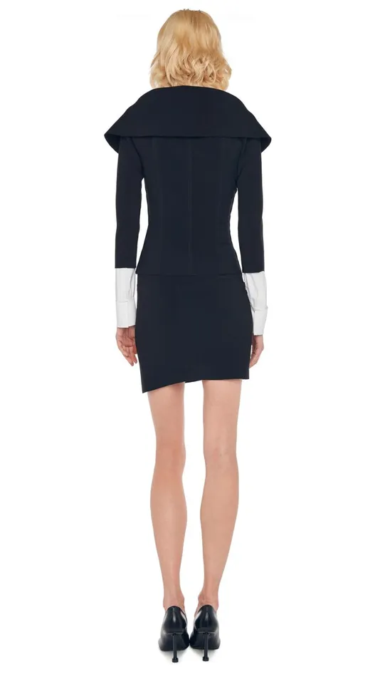 Norma Kamali Wardrobe SIDE SLIT MINI SKIRT With OFF SHOULDER SINGLE BREASTED JACKET 8211 Clothing Norma Kamali Wardrobe SIDE SLIT MINI SKIRT With OFF SHOULDER SINGLE BREASTED JACKET 8211 Clothing