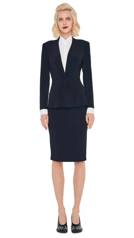 Norma Kamali Wardrobe STRAIGHT SKIRT With SINGLE BREASTED BOY FIT JACKET 8211 Clothing Norma Kamali Wardrobe STRAIGHT SKIRT With SINGLE BREASTED BOY FIT JACKET 8211 Clothing