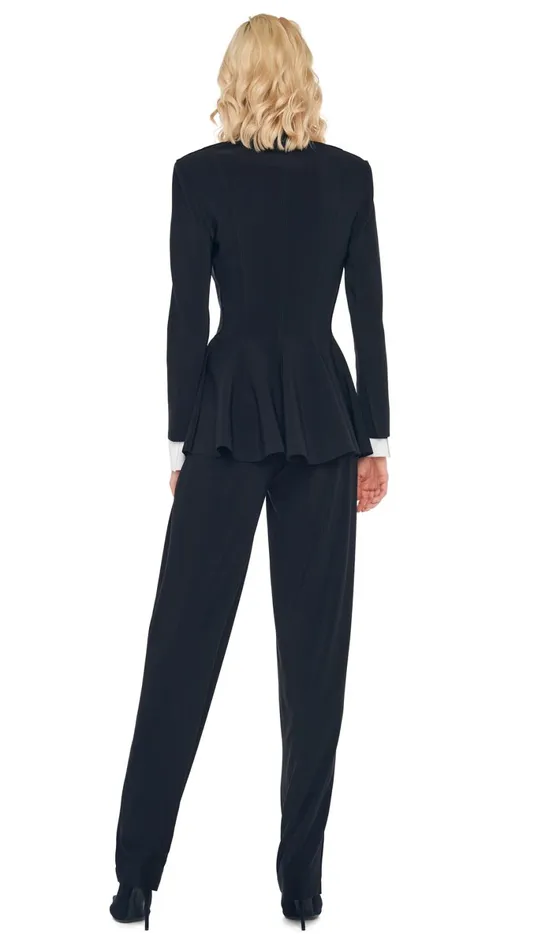 Norma Kamali Wardrobe TAPERED PLEATED TROUSER With SINGLE BREASTED PEPLUM JACKET 8211 Clothing Norma Kamali Wardrobe TAPERED PLEATED TROUSER With SINGLE BREASTED PEPLUM JACKET 8211 Clothing