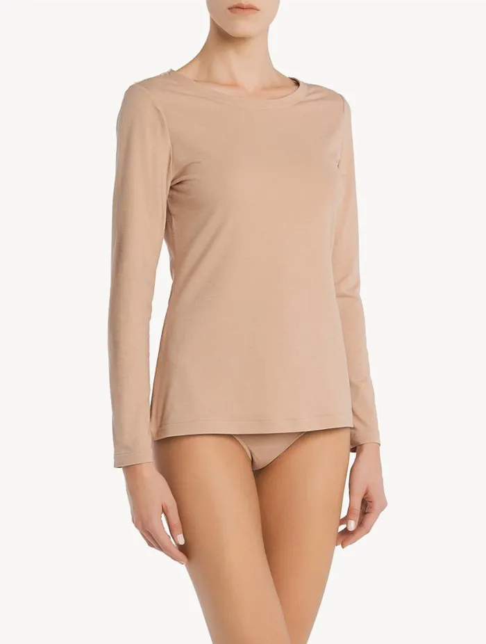 Nude Cotton Longsleeved Top Sleepwear La Perla Camisoles