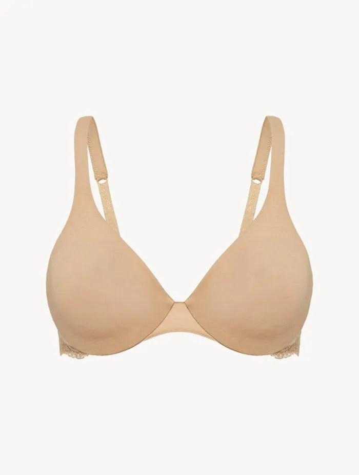 Nude Lace And Cotton Underwired Bra Lingerie La Perla Tshirt