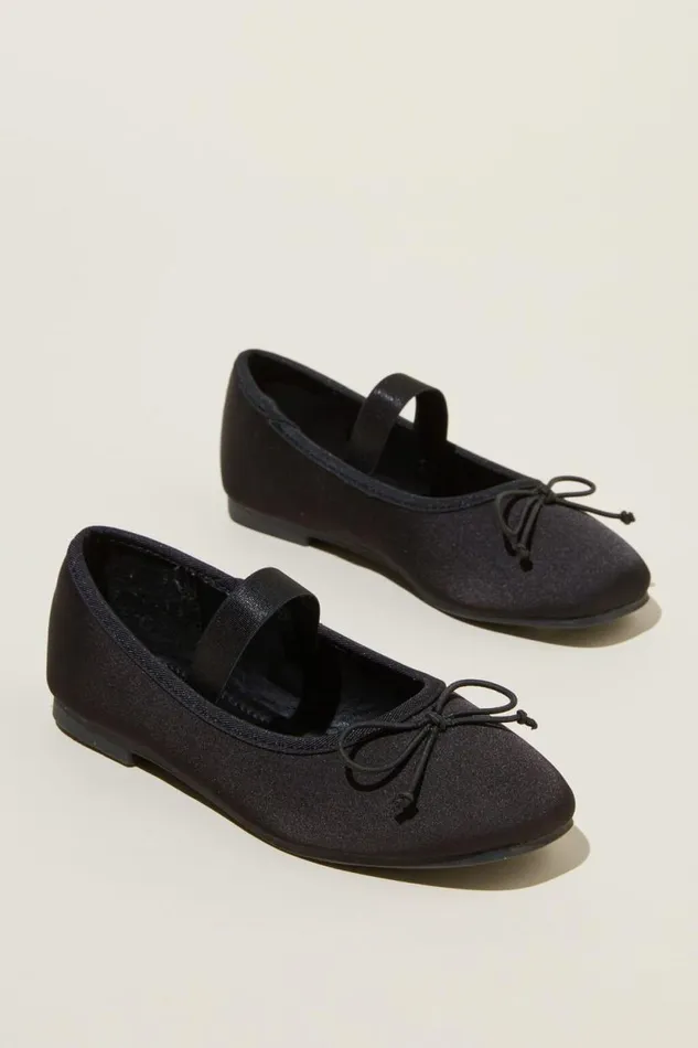 Olivia Ballet Flat Black Satin Girls Cotton On Activewear Olivia Ballet Flat Black Satin Girls Cotton On Activewear