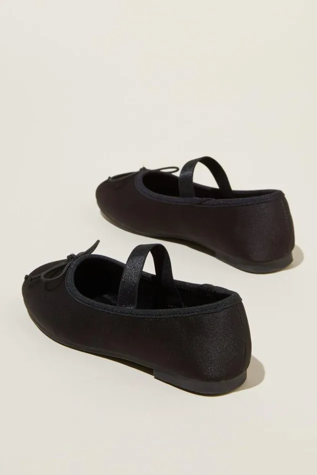 Olivia Ballet Flat Black Satin Girls Cotton On Activewear Olivia Ballet Flat Black Satin Girls Cotton On Activewear
