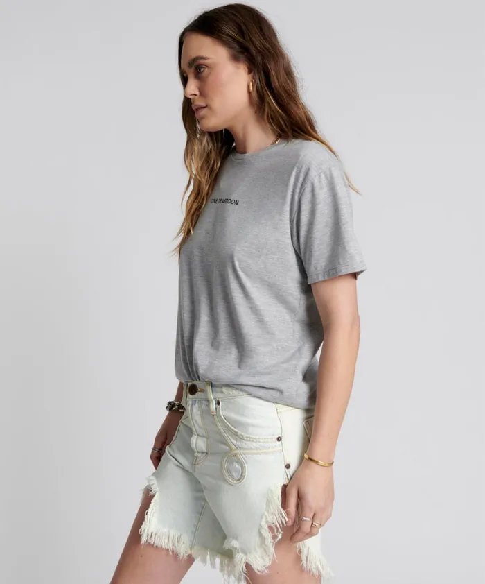 ONE TEASPOON LOGO CREW NECK TEE GREY Women One Teaspoon Tees and Tanks ONE TEASPOON LOGO CREW NECK TEE GREY Women One Teaspoon Tees and Tanks