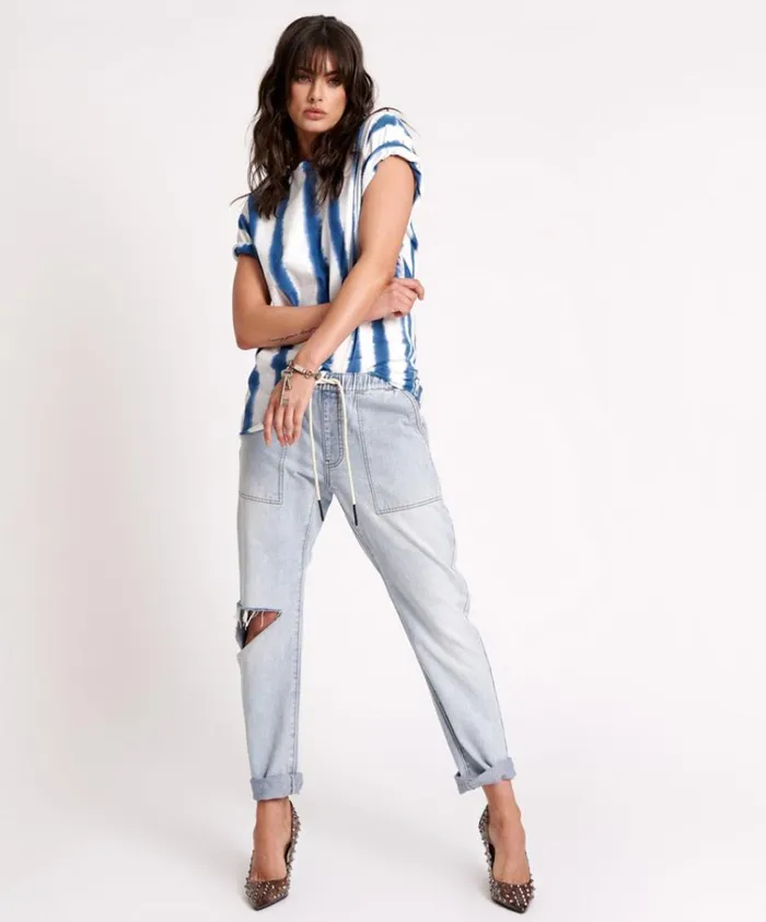 ORGANIC HAND PAINTED STRIPE UNISEX TEE Women One Teaspoon Tees and Tanks ORGANIC HAND PAINTED STRIPE UNISEX TEE Women One Teaspoon Tees and Tanks