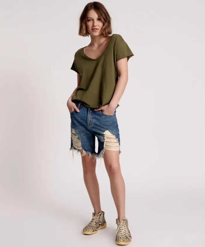 ORGANIC PEACE SCOOP NECK TEE Women One Teaspoon Tees and Tanks