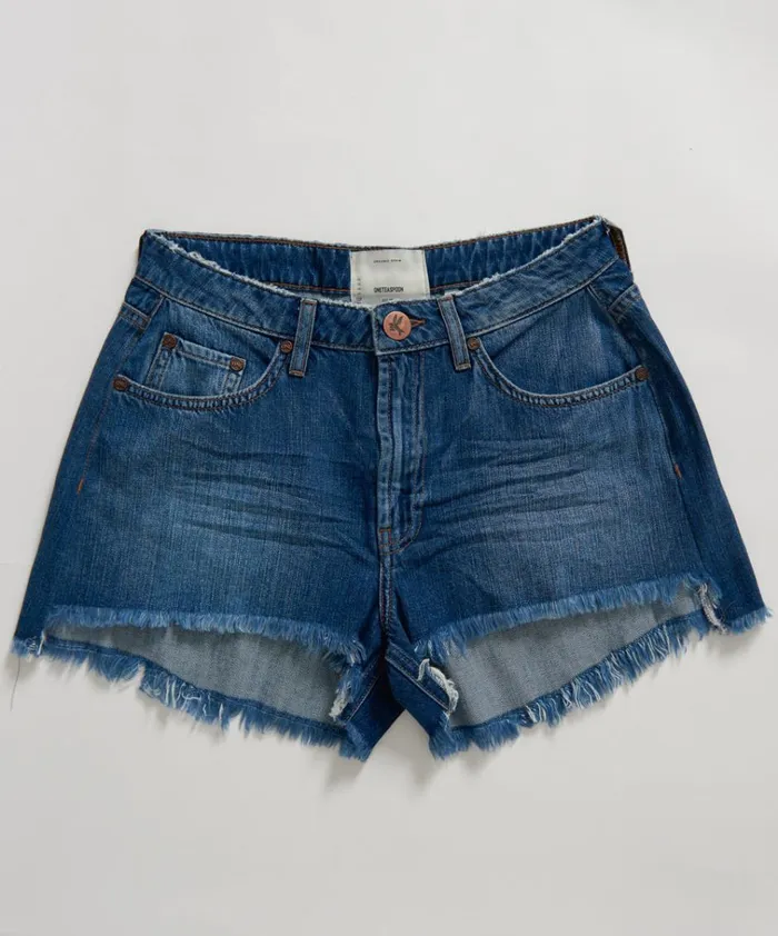 ORGANIC SURF BLUE TRUCKERS MID WAIST RELAXED SHORT Women One Teaspoon Organic Tees
