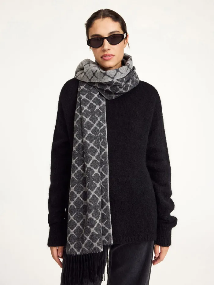 Ortega CashmereBlend Scarf Light Grey Melange Women By Malene Birger Scarves
