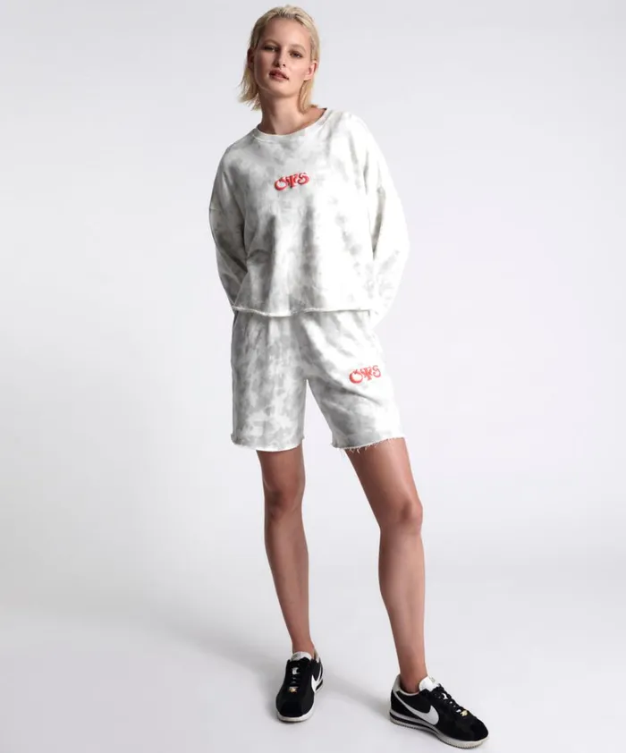 OTS COMMUTER CROP SWEATER WHITE Women One Teaspoon Hoodies And Sweats OTS COMMUTER CROP SWEATER WHITE Women One Teaspoon Hoodies And Sweats