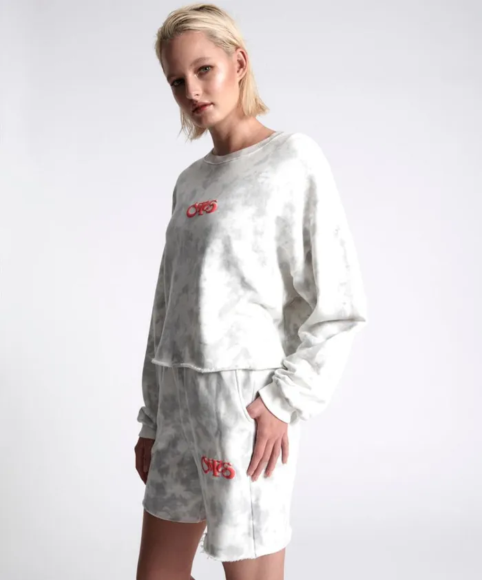 OTS COMMUTER CROP SWEATER WHITE Women One Teaspoon Hoodies And Sweats OTS COMMUTER CROP SWEATER WHITE Women One Teaspoon Hoodies And Sweats