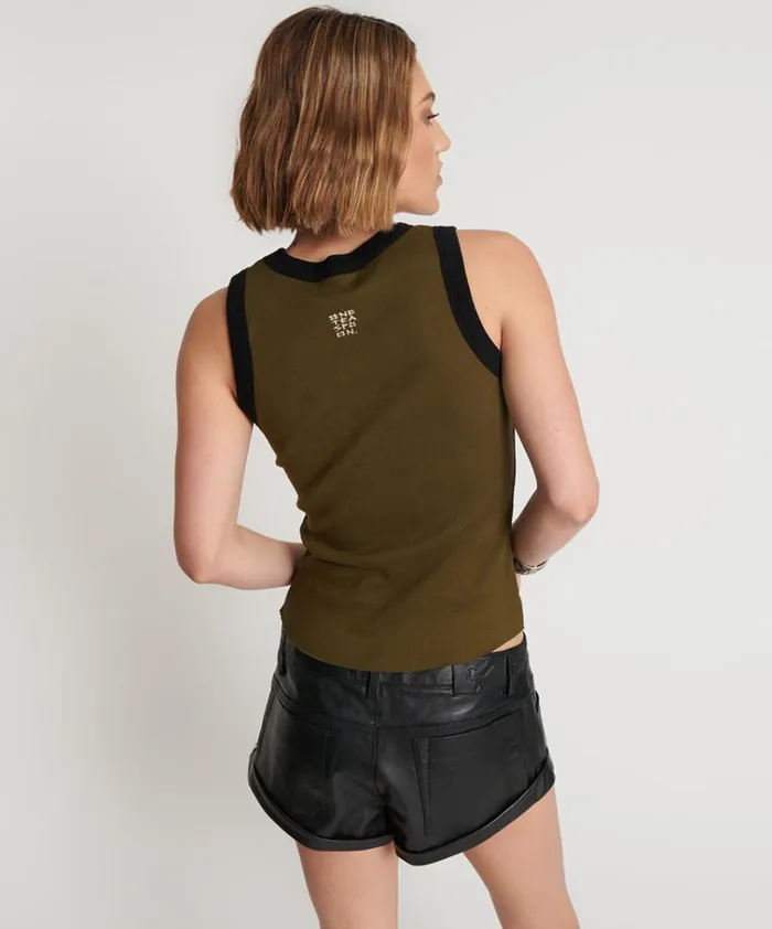 OTS KHAKI 2 TONE EQUIPMENT TANK Women One Teaspoon Tops OTS KHAKI 2 TONE EQUIPMENT TANK Women One Teaspoon Tops
