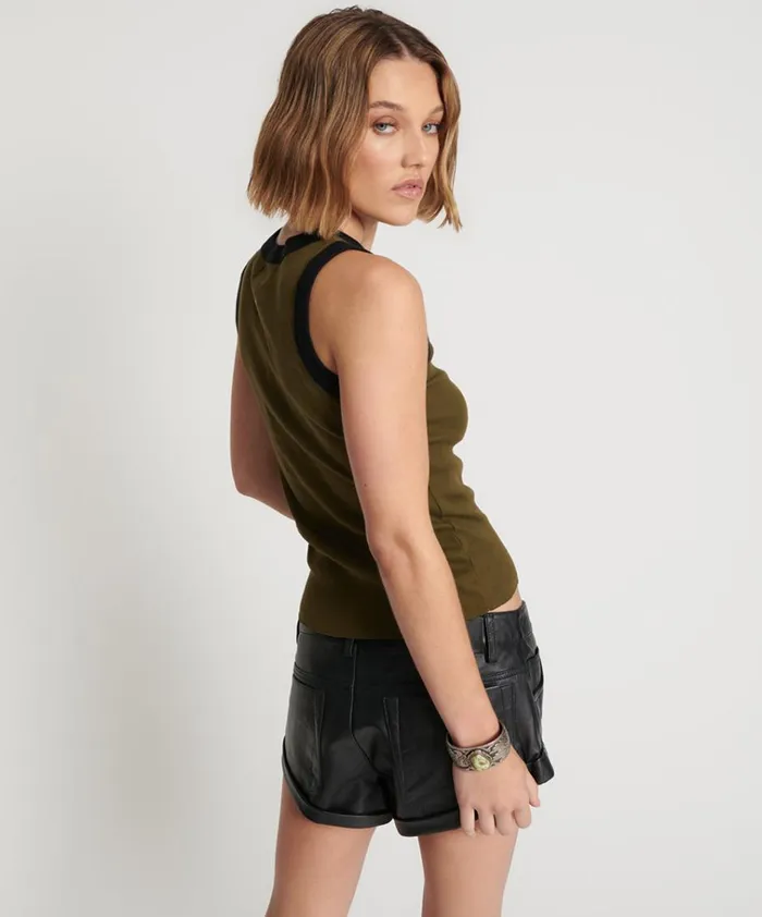 OTS KHAKI 2 TONE EQUIPMENT TANK Women One Teaspoon Tops OTS KHAKI 2 TONE EQUIPMENT TANK Women One Teaspoon Tops