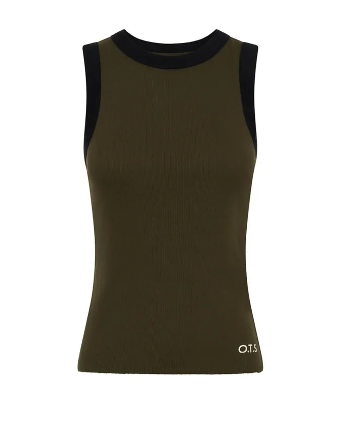 OTS KHAKI 2 TONE EQUIPMENT TANK Women One Teaspoon Tops OTS KHAKI 2 TONE EQUIPMENT TANK Women One Teaspoon Tops