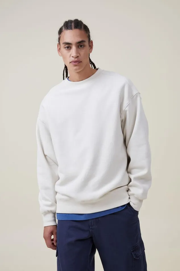 Oversized Crew Sweater Ecru Men Cotton On Sweats and Hoodies Oversized Crew Sweater Ecru Men Cotton On Sweats and Hoodies