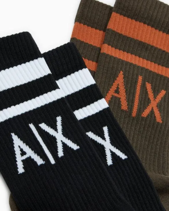 Pack Of 2 Pairs Of Socks With Logo Green Men Armani Intimates And Loungewear Pack Of 2 Pairs Of Socks With Logo Green Men Armani Intimates And Loungewear