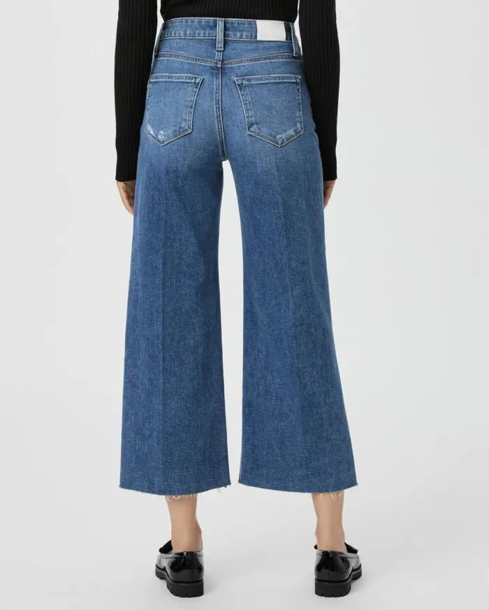 PAIGE Denim Women Anessa Petite 25 Inch Wide Leg Jean 8211 Rock Show Distressed