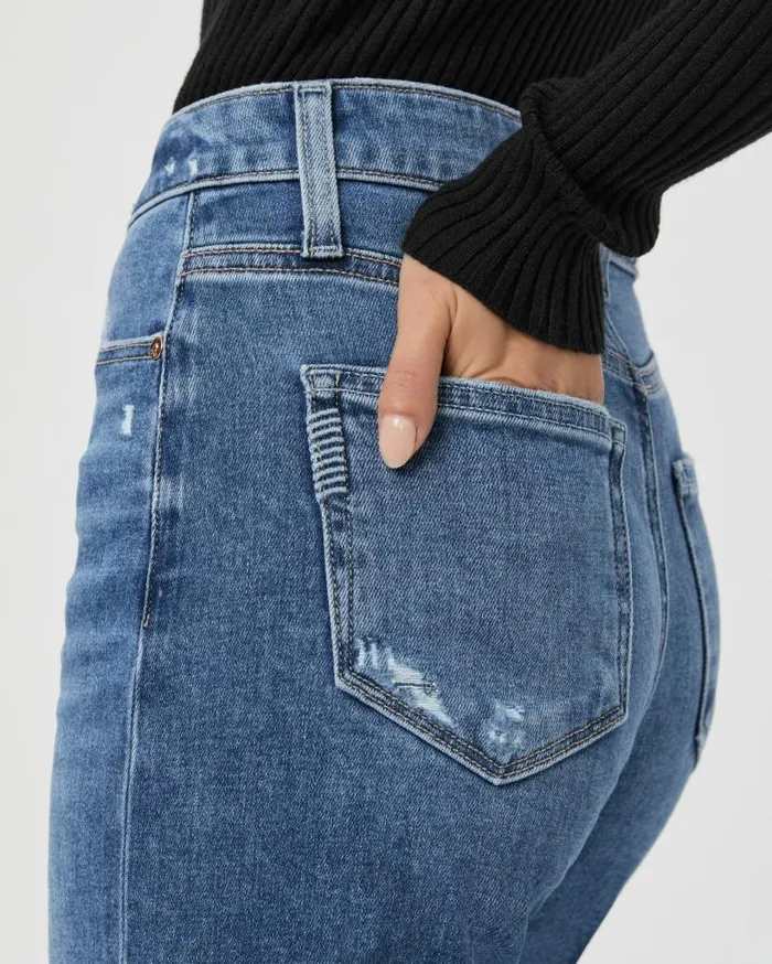 PAIGE Denim Women Anessa Petite 25 Inch Wide Leg Jean 8211 Rock Show Distressed