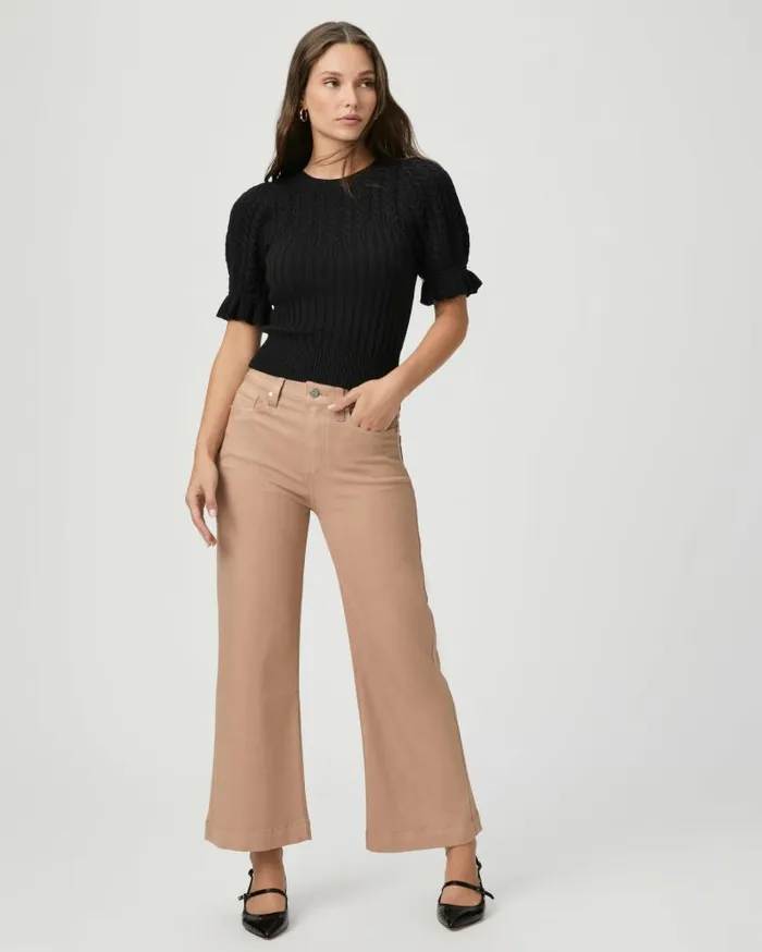 PAIGE Denim Women Anessa Wide Leg Jean 8211 French Latte Luxe Coating