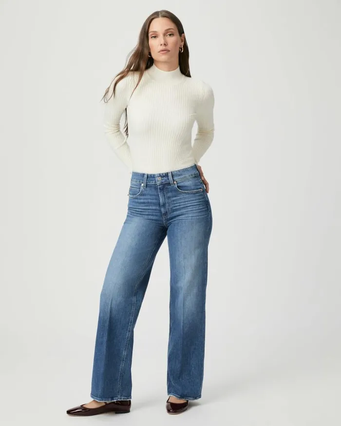PAIGE Denim Women Sasha 32 Inch Wide Leg Jean 8211 Stefania Distressed