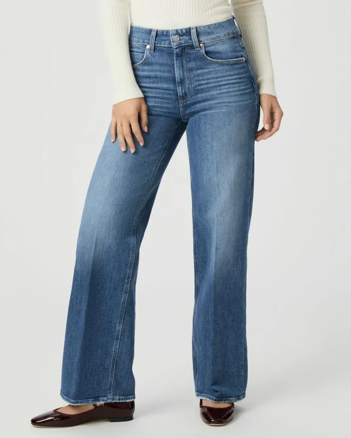 PAIGE Denim Women Sasha 32 Inch Wide Leg Jean 8211 Stefania Distressed