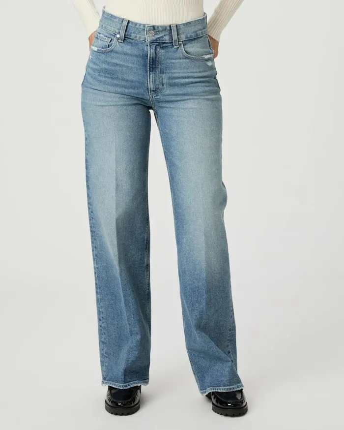 PAIGE Denim Women Sasha 32 Inch Wide Leg Jean 8211 Storybook Distressed