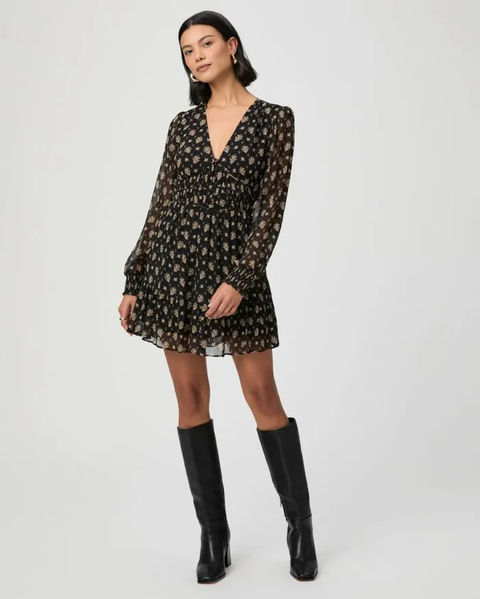 PAIGE Dresses Women Brasserie Dress 8211 Black Multi Silk