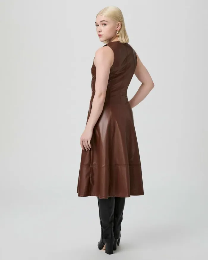PAIGE Dresses Women Fiorella Petite Dress 8211 French Press Faux Leather