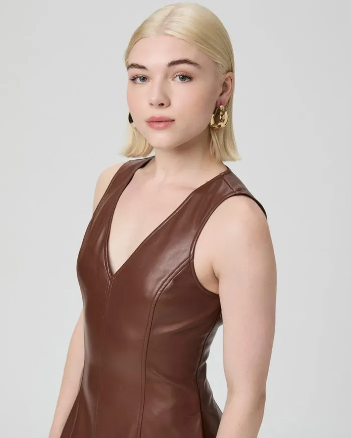 PAIGE Dresses Women Fiorella Petite Dress 8211 French Press Faux Leather