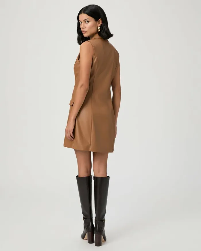 PAIGE Dresses Women Graciella Dress 8211 Argan Oil Faux Leather PAIGE Dresses Women Graciella Dress 8211 Argan Oil Faux Leather
