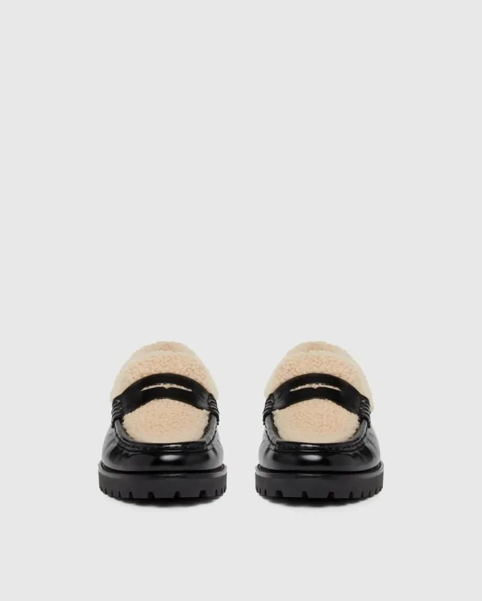 PAIGE Flats Women Ellis Shearling Loafer 8211 Black Leather