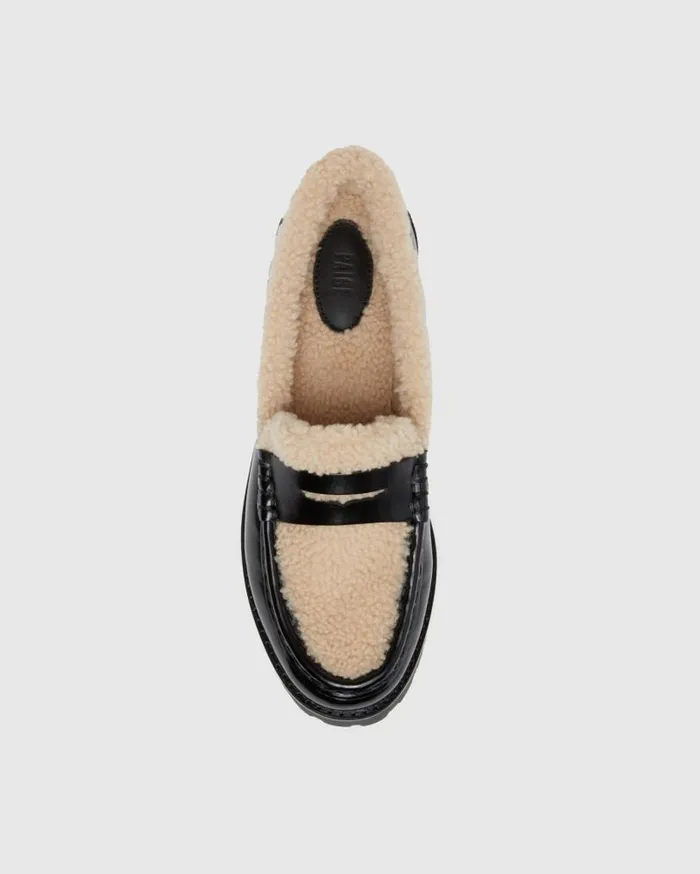 PAIGE Flats Women Ellis Shearling Loafer 8211 Black Leather