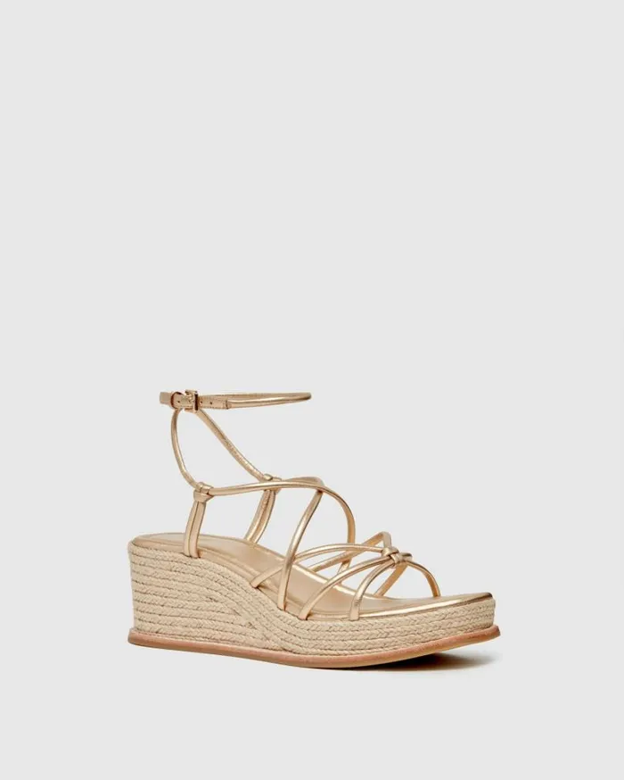 PAIGE Heels and Wedges Women Julia Wedge 8211 Dark Gold Leather PAIGE Heels and Wedges Women Julia Wedge 8211 Dark Gold Leather