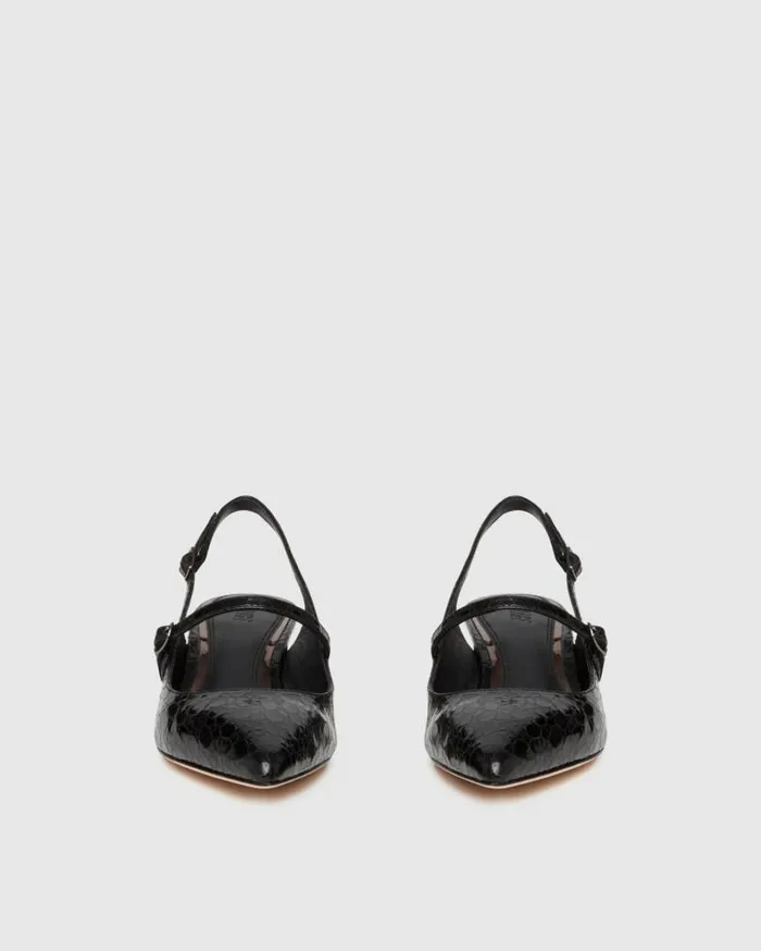 PAIGE Heels and Wedges Women Maggie Pump 8211 Black Croc Leather PAIGE Heels and Wedges Women Maggie Pump 8211 Black Croc Leather