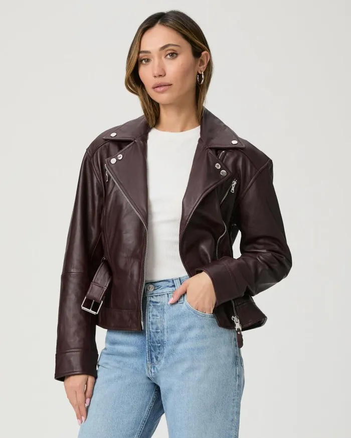 PAIGE Jackets and Coats Women Cento Jacket 8211 Dark Oxblood Leather