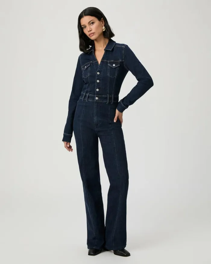 PAIGE Jumpsuits and Rompers Women Sasha Long Sleeve Jumpsuit 8211 Peregrine