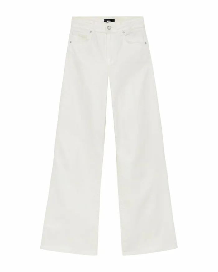 PAIGE Pants Women 20th Anniversary Capsule Sasha Wide Leg Jean 8211 Pearl White Coating