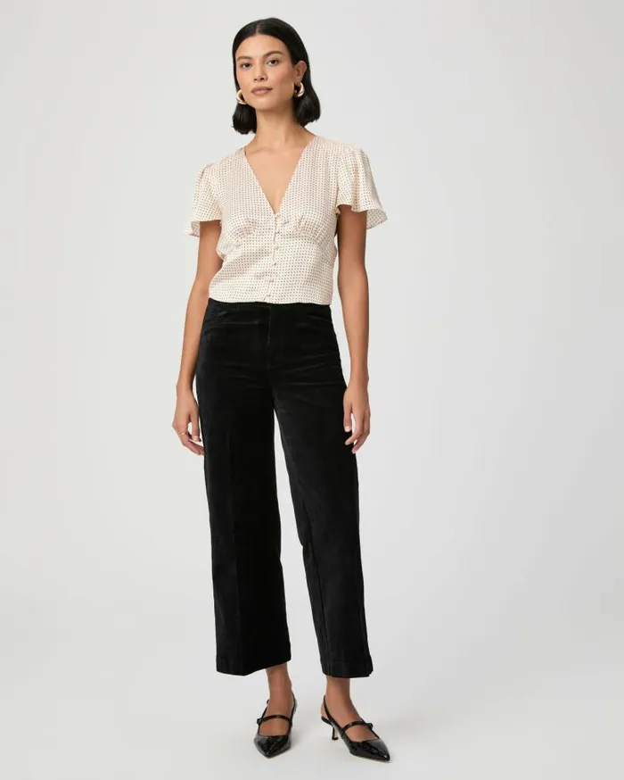 PAIGE Pants Women Anessa Wide Leg Trouser 8211 Black Velvet