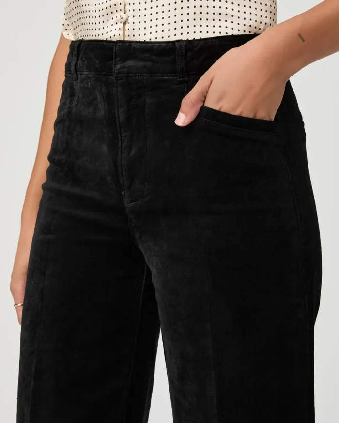 PAIGE Pants Women Anessa Wide Leg Trouser 8211 Black Velvet PAIGE Pants Women Anessa Wide Leg Trouser 8211 Black Velvet