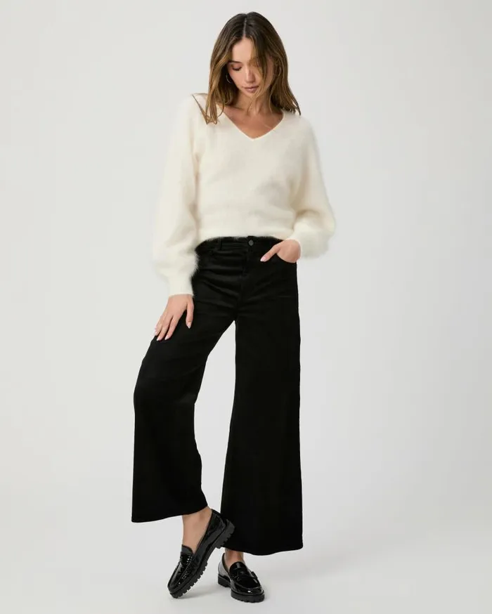 PAIGE Pants Women Harper Ankle Wide Leg Pant 8211 Black Velvet Corduroy