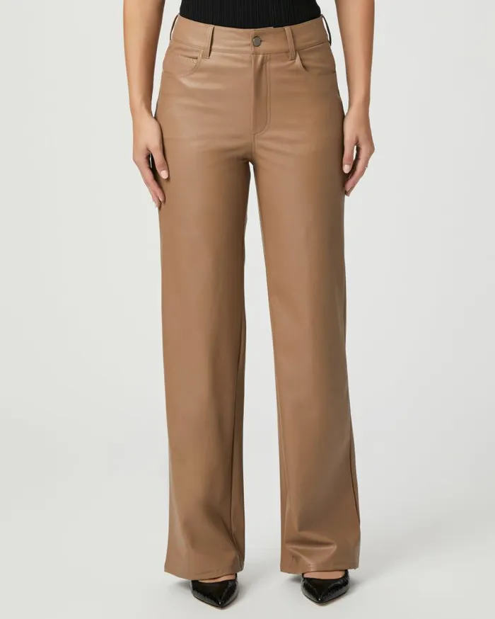 PAIGE Pants Women Sasha 32 Inch Wide Leg Pant 8211 Burnt Sugar Faux Leather PAIGE Pants Women Sasha 32 Inch Wide Leg Pant 8211 Burnt Sugar Faux Leather