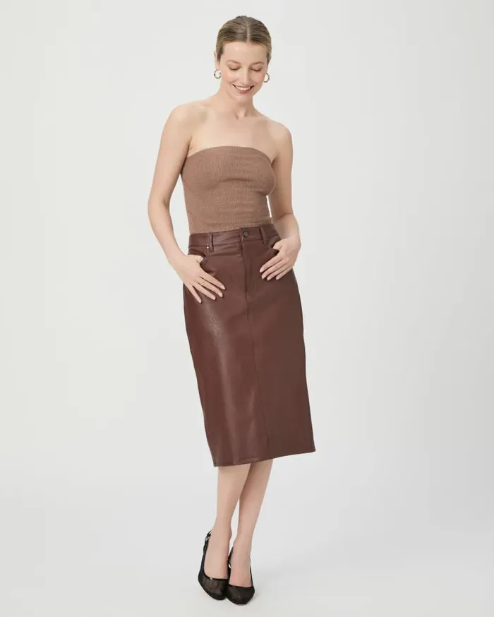 PAIGE Skirts Women Siren Midi Skirt 8211 Rum Raisin Faux Leather