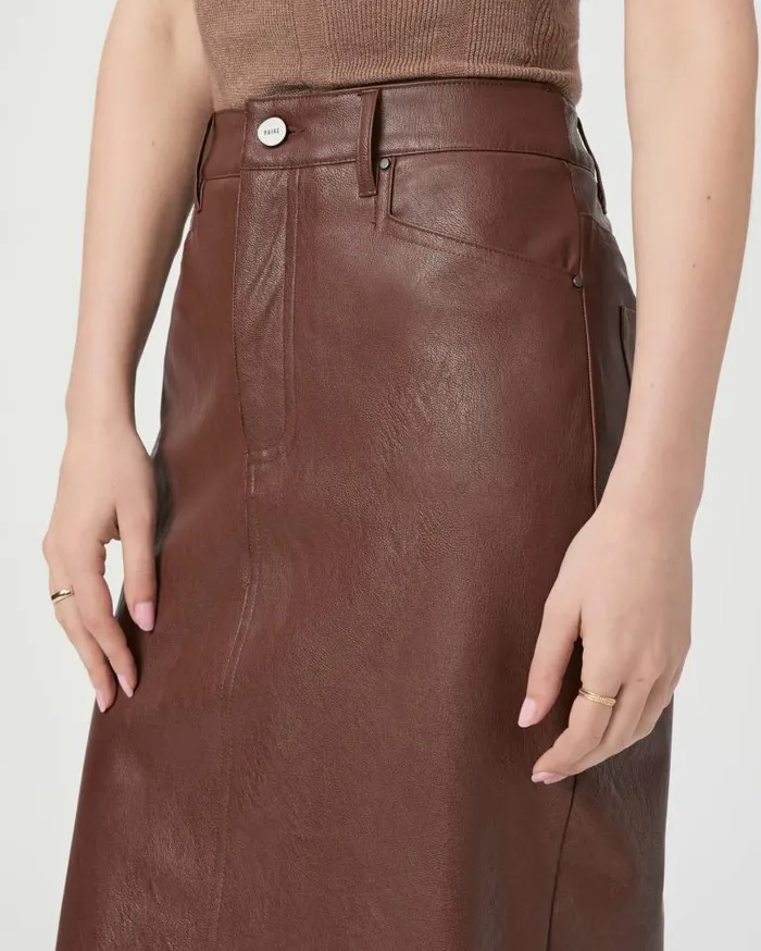 PAIGE Skirts Women Siren Midi Skirt 8211 Rum Raisin Faux Leather PAIGE Skirts Women Siren Midi Skirt 8211 Rum Raisin Faux Leather