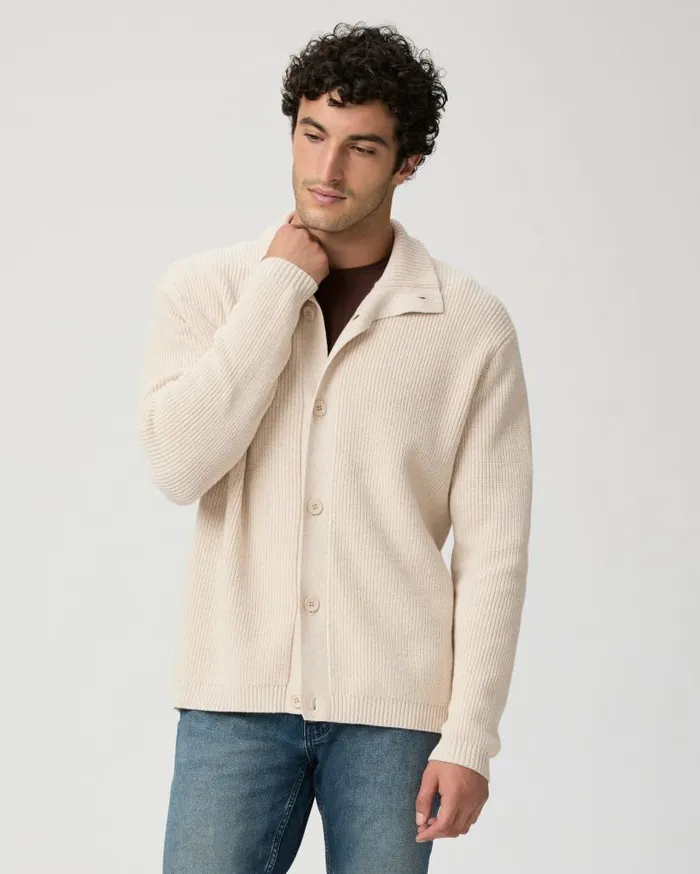 PAIGE Sweaters and Sweatshirts Men Icon Capsule Groveland Cardigan 8211 Pale Khaki Multi