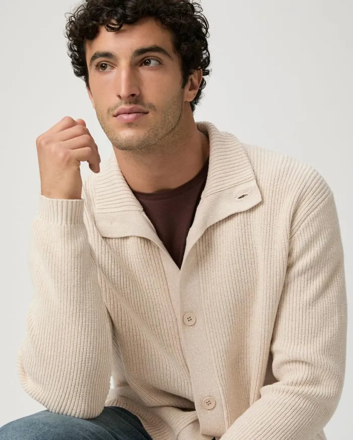PAIGE Sweaters and Sweatshirts Men Icon Capsule Groveland Cardigan 8211 Pale Khaki Multi